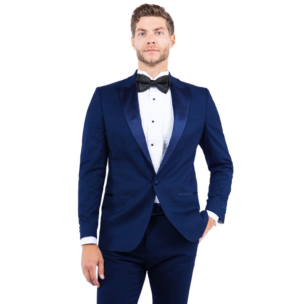 Peak Lapel (Tailored to Move and Flex) Tuxedo Separates Coat, Navy by ZeGarie